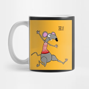 Hi! Happy rat running to meet his friend. Mug